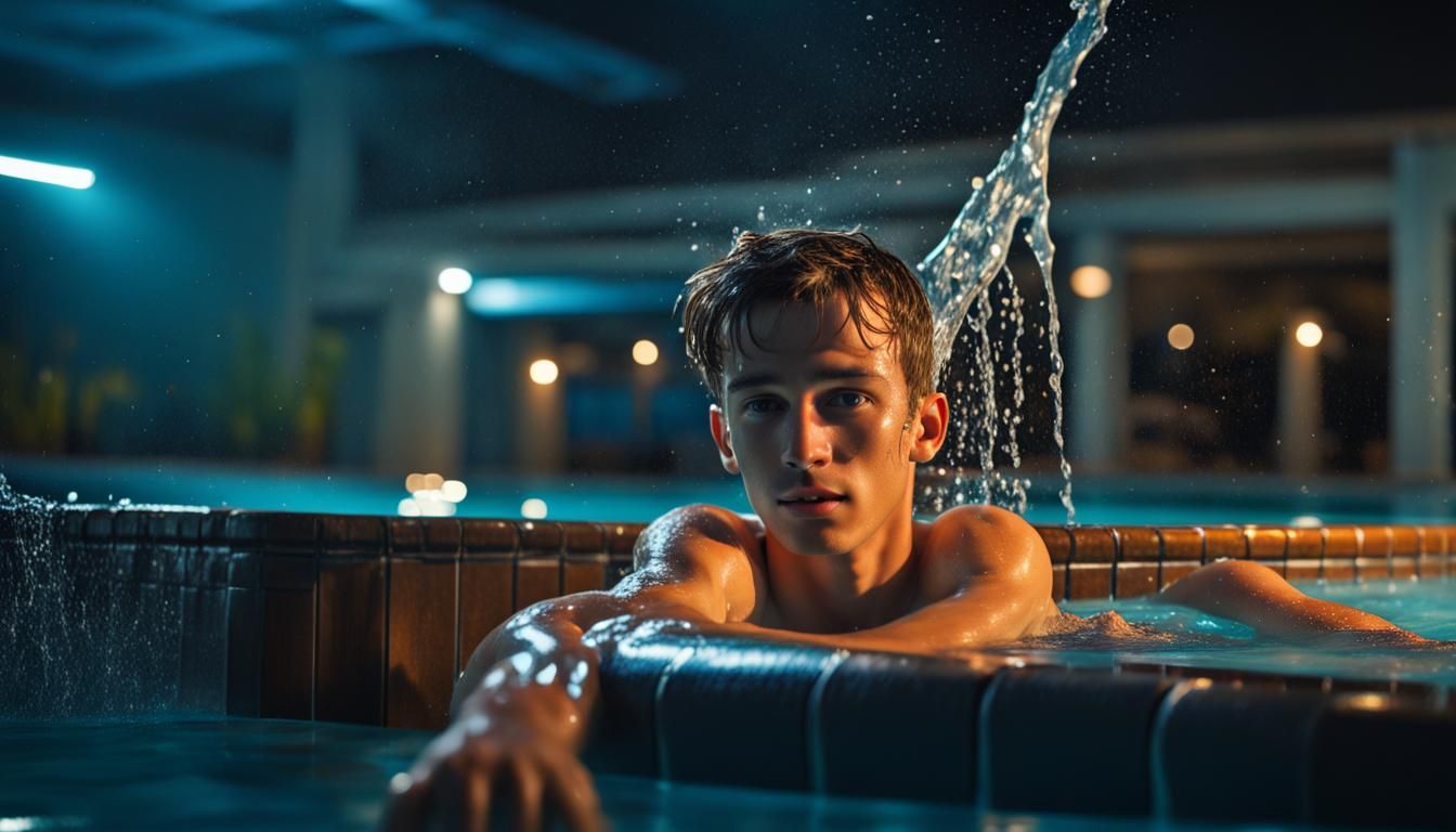 Boy in a swimming pool