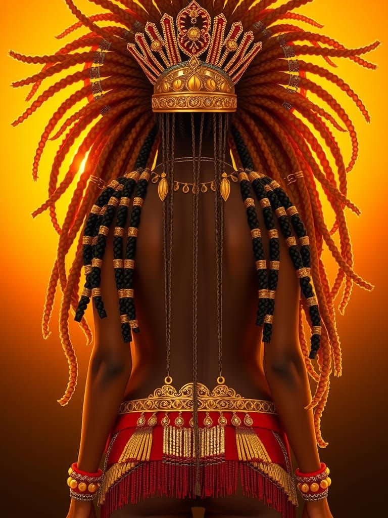 Resplendent African Goddess Portrait in Afrofuturist Style