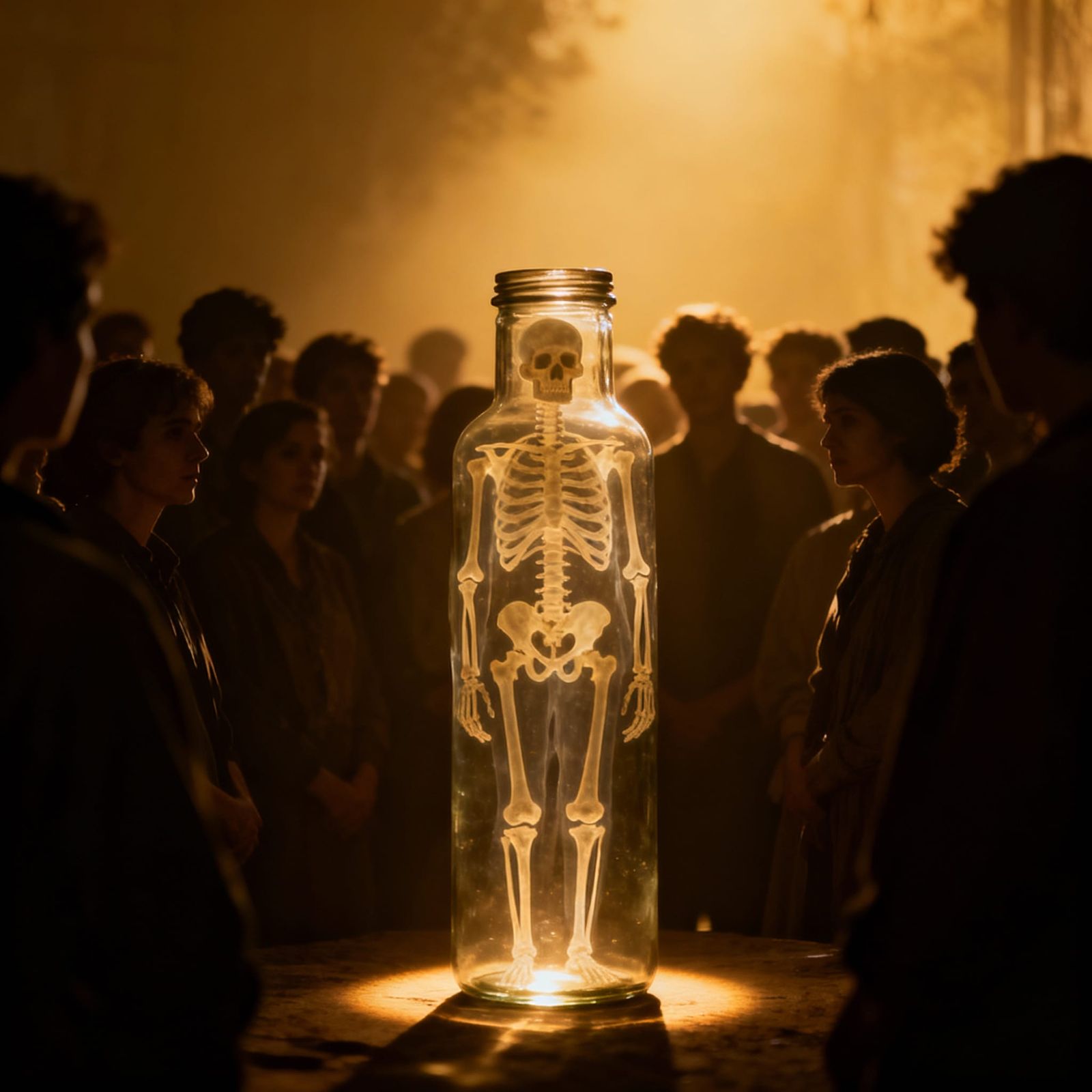 Skeleton Jar Gathering in Dim Light