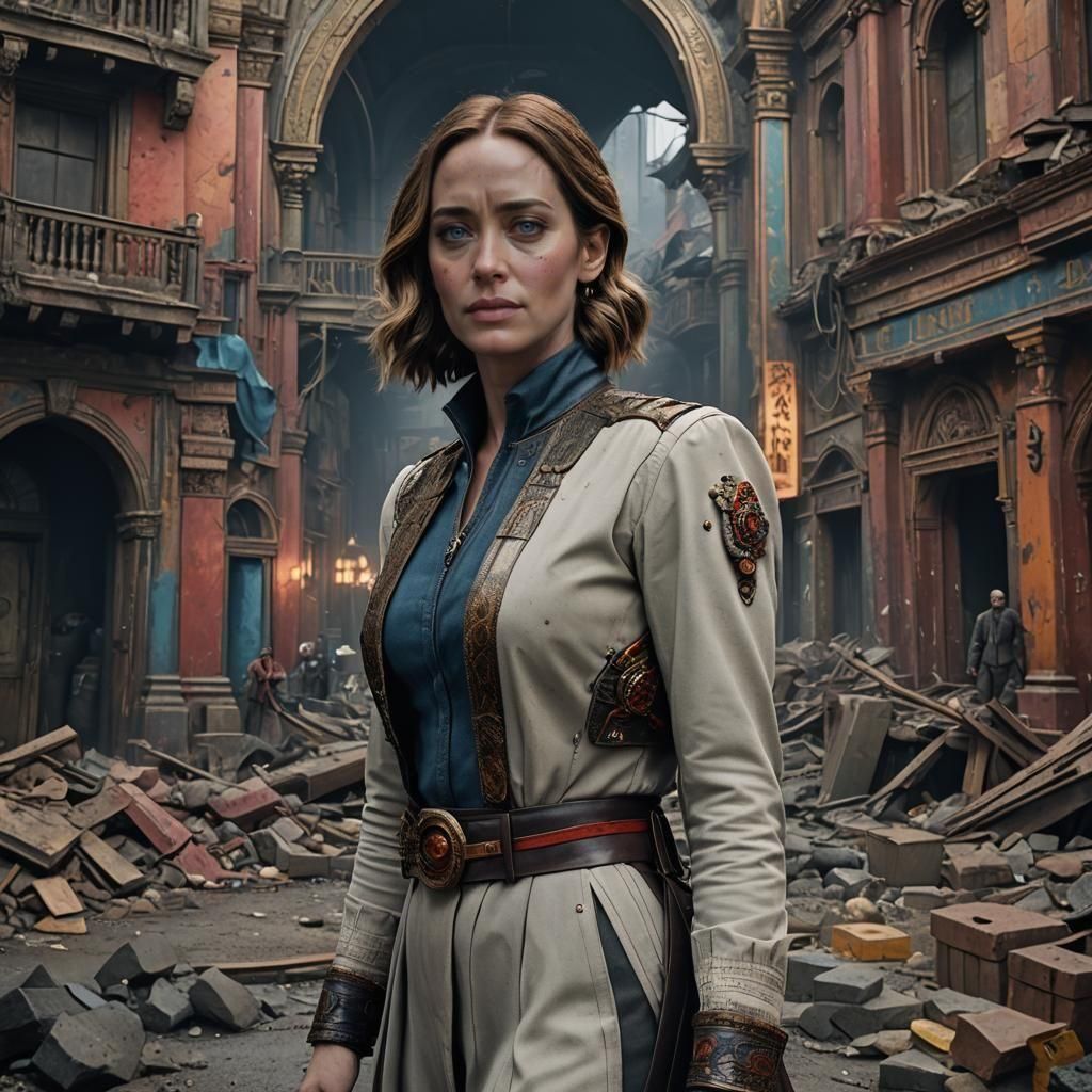 Emily Blunt in Modern Clothes: Detailed Matte Painting
