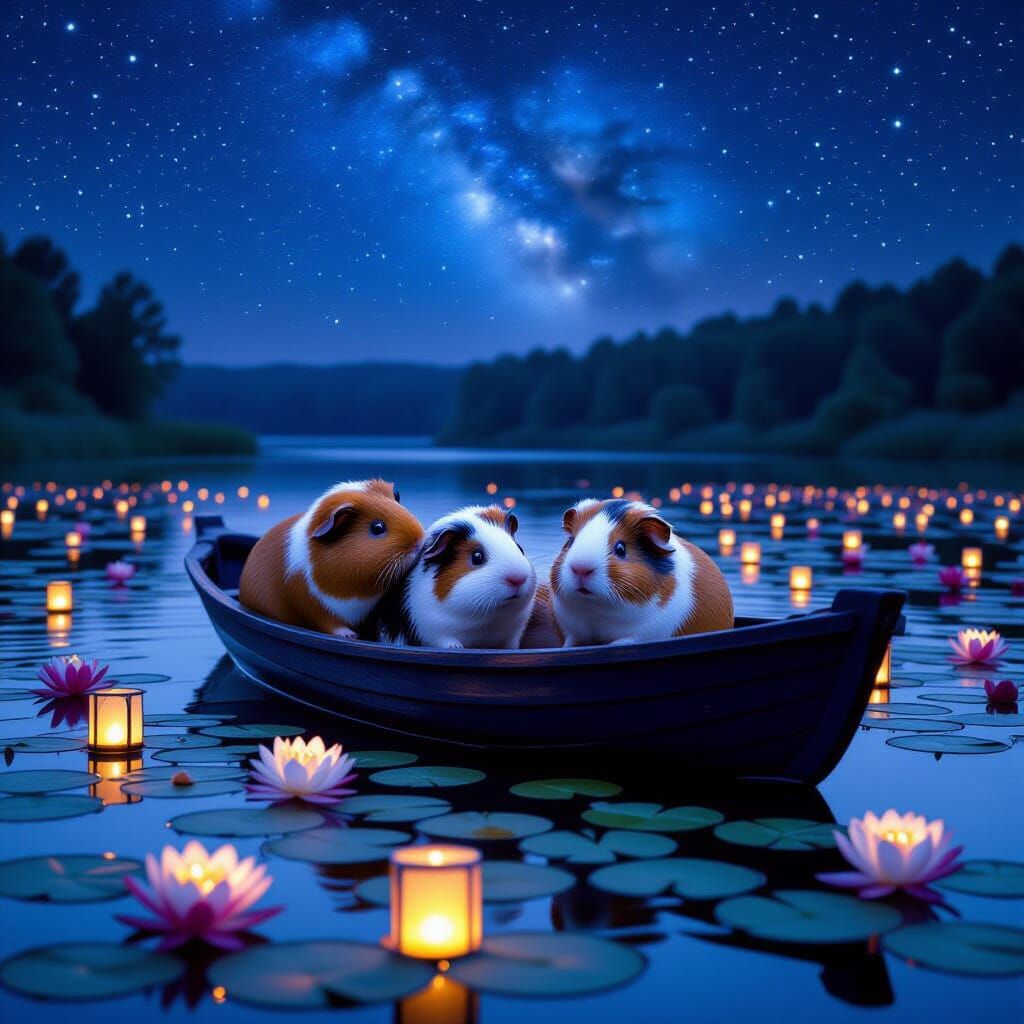 Guinea Pigs' Night Voyage on Lily Lake