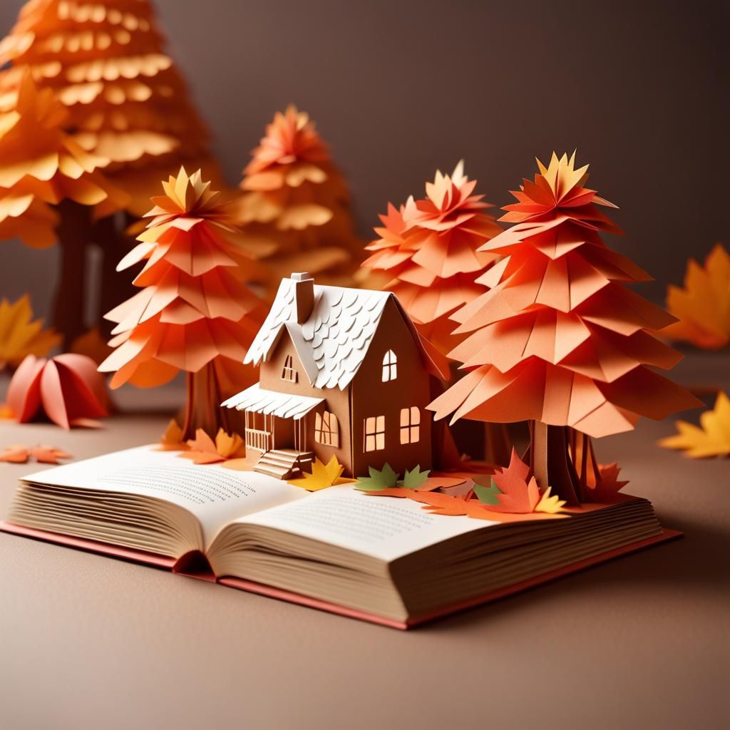 Autumn Forest Papercraft in 3D Pop-Up Book
