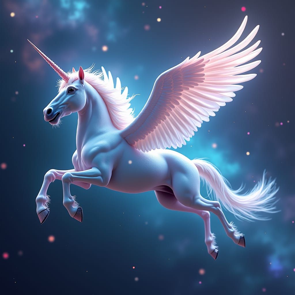 Ethereal Pegasus Soaring Through the Cosmos