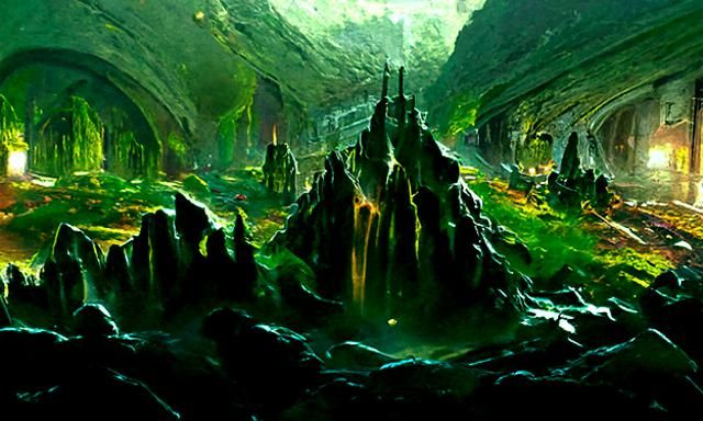Underground Cavern Kingdom: Detailed Digital Matte Painting
