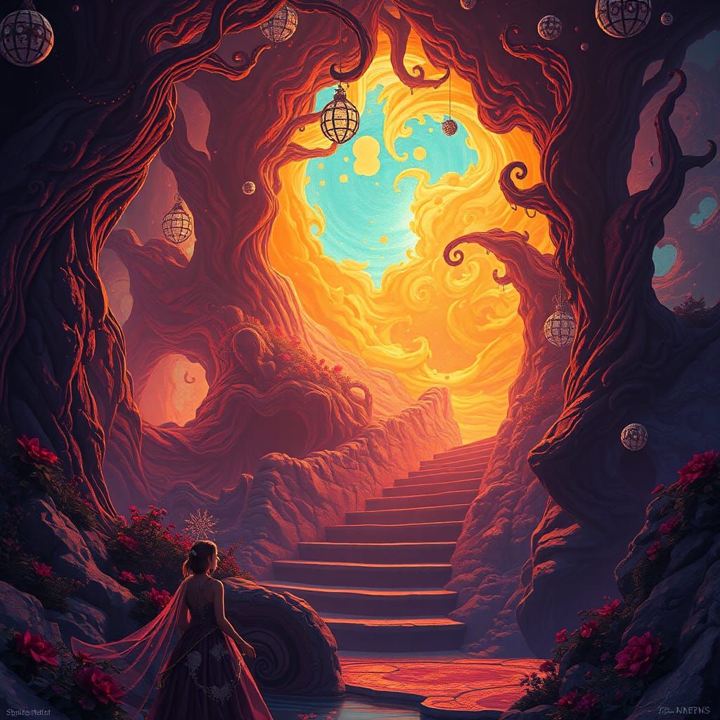 Mystical Dreamscape in Art Nouveau Style