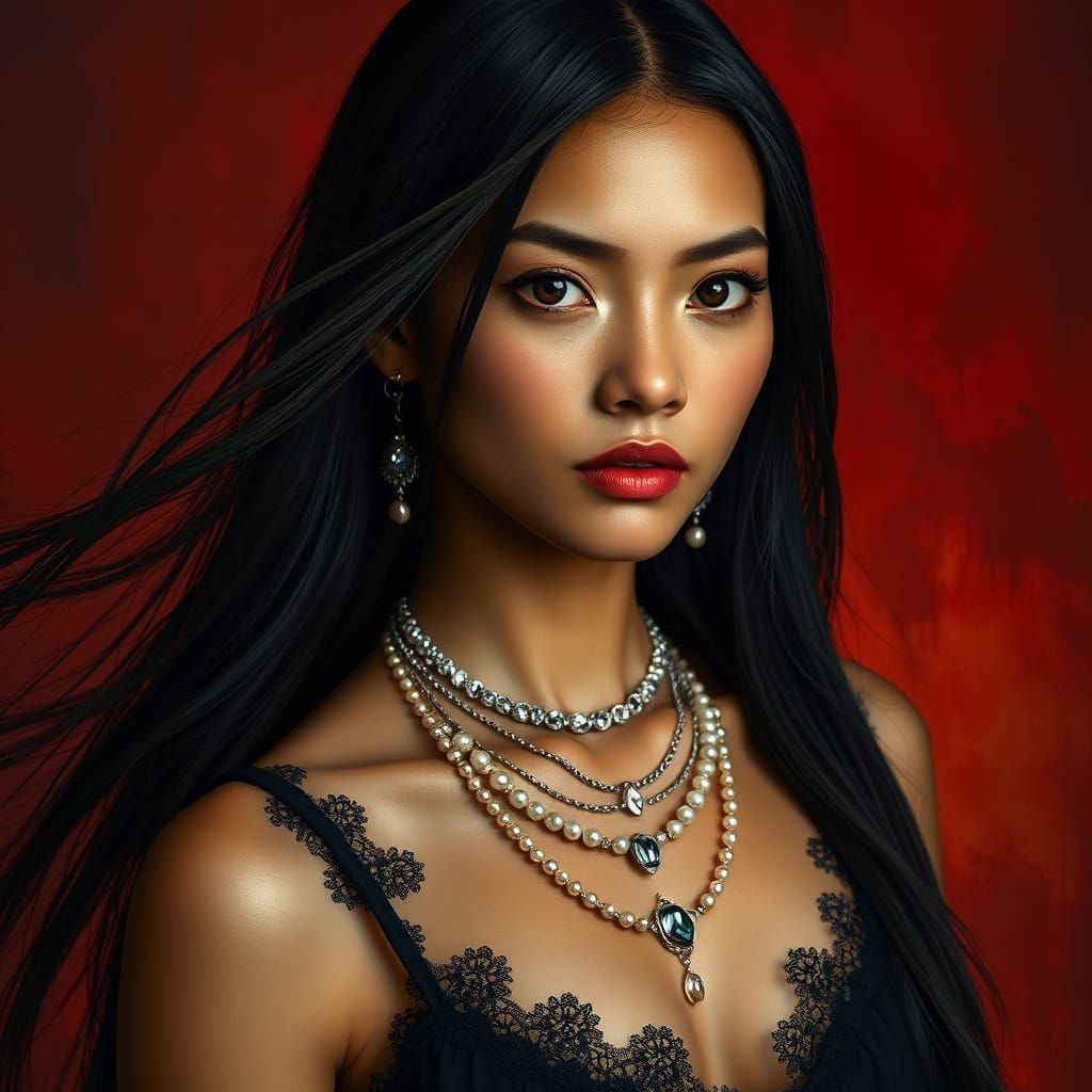 Elegant Filipina in Gothic Fashion: Surreal Portrait
