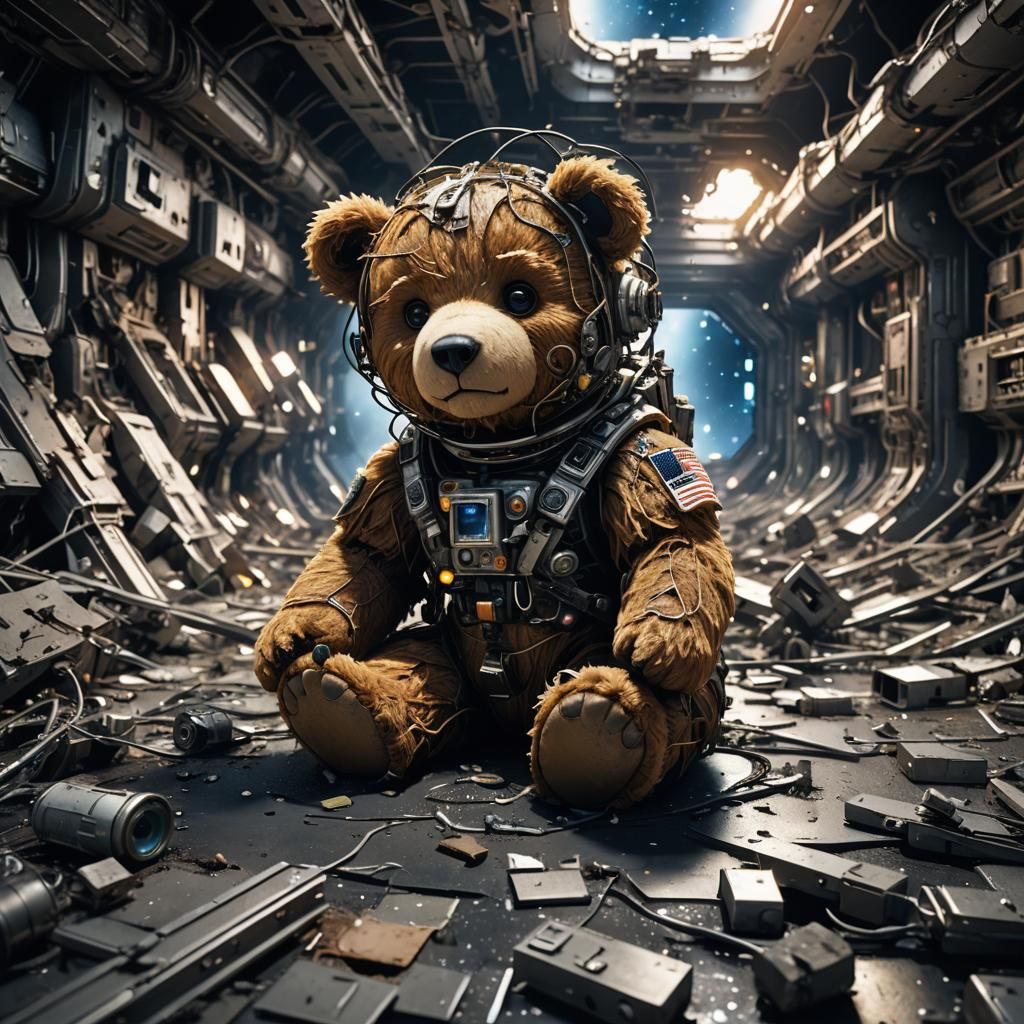 Lost Teddy Bear in Space Wreckage