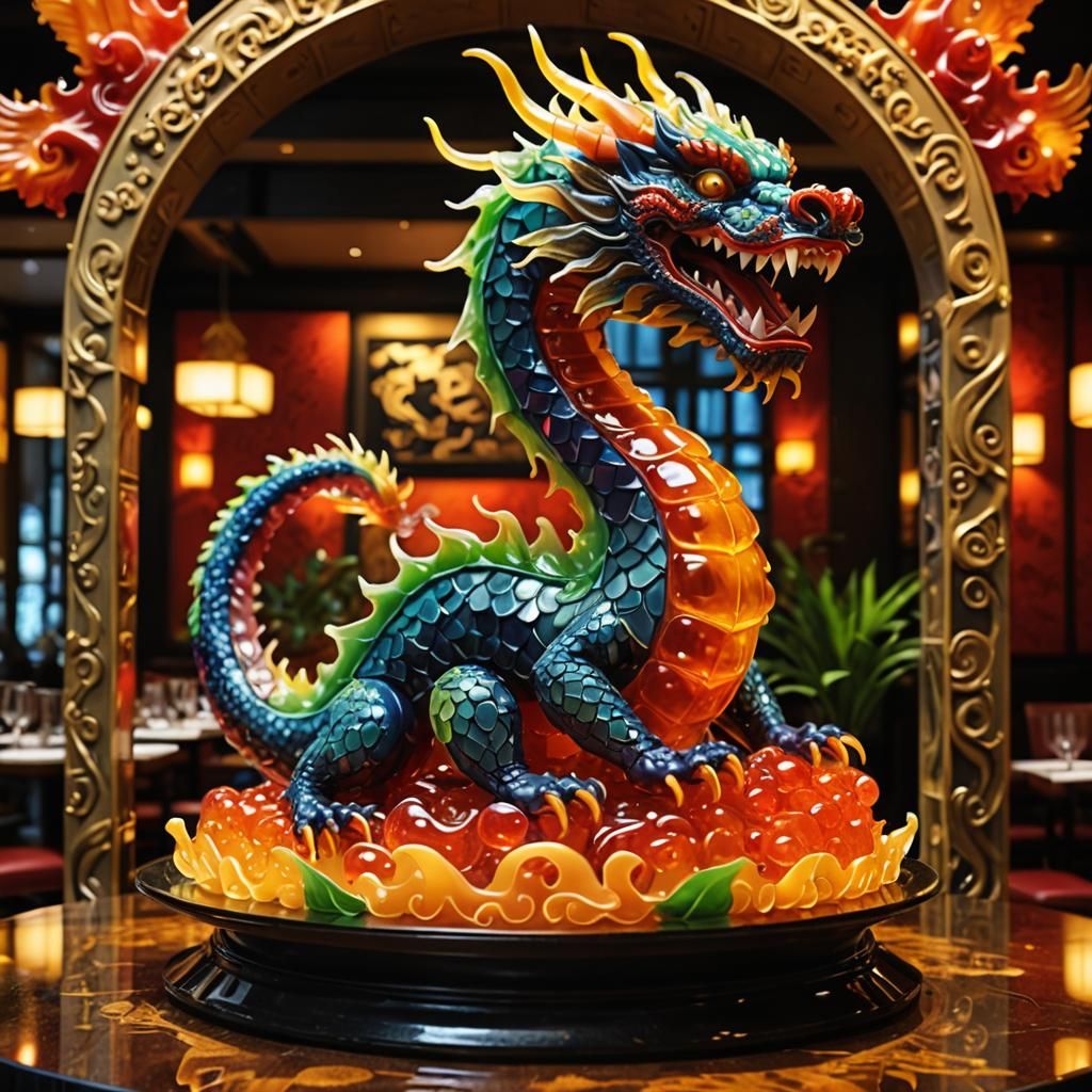 Dragon Jelly Sculpture in Asian Restaurant