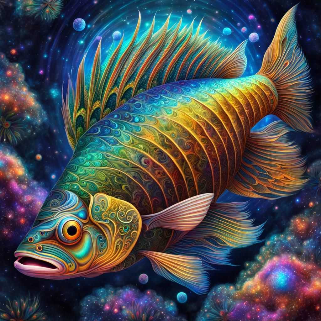 Cosmic Fractal Fish in Holographic Illustration