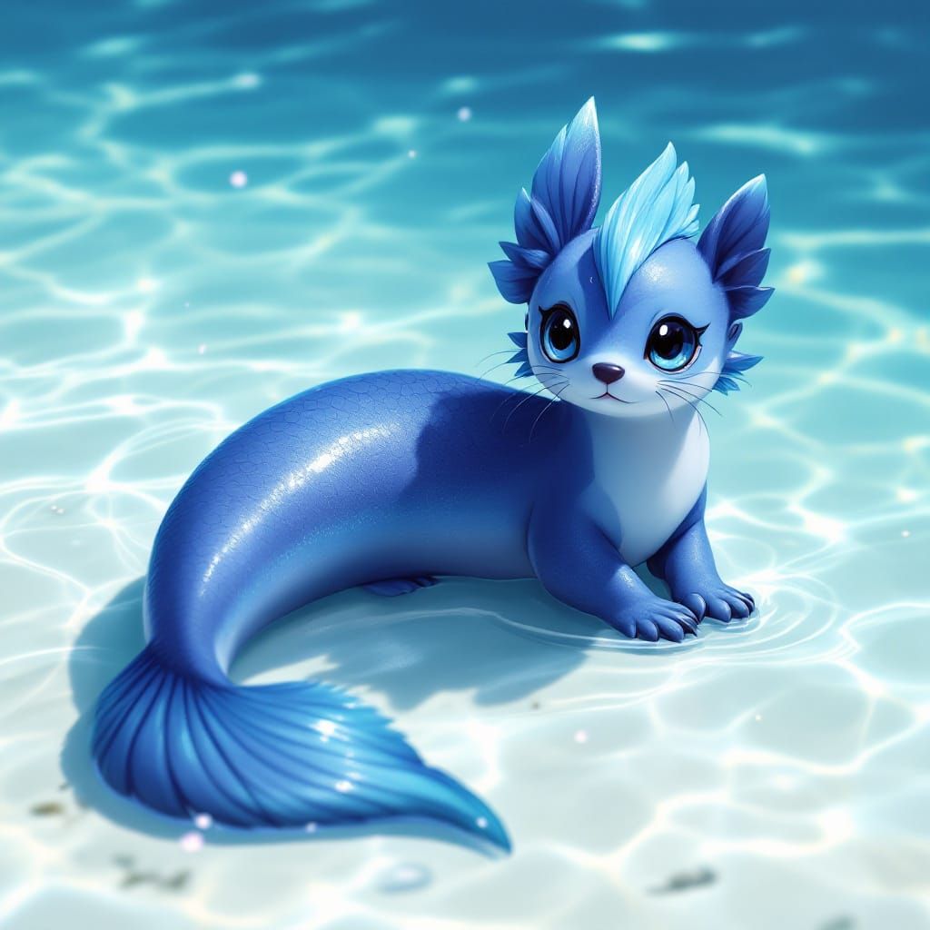 Photorealistic Vaporeon-Inspired Creature by Crystal Lake