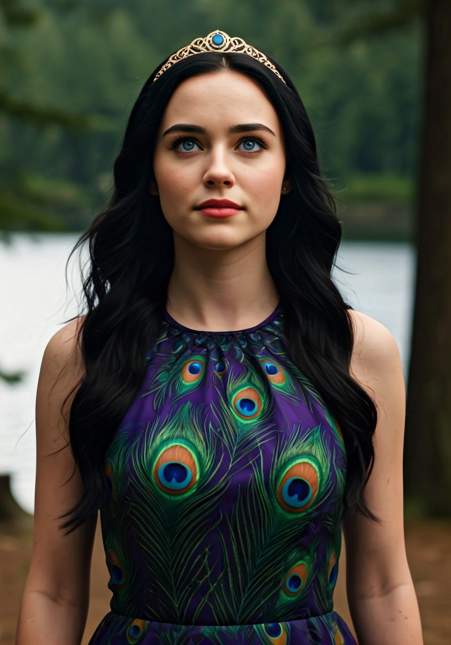 Beautiful Young Woman in Woods by Lake