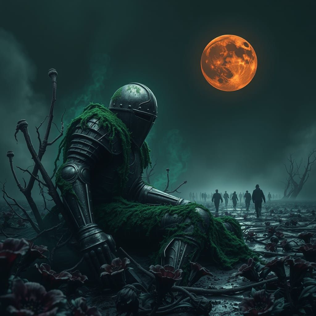 Cursed Armor in a Dark Mystical Landscape