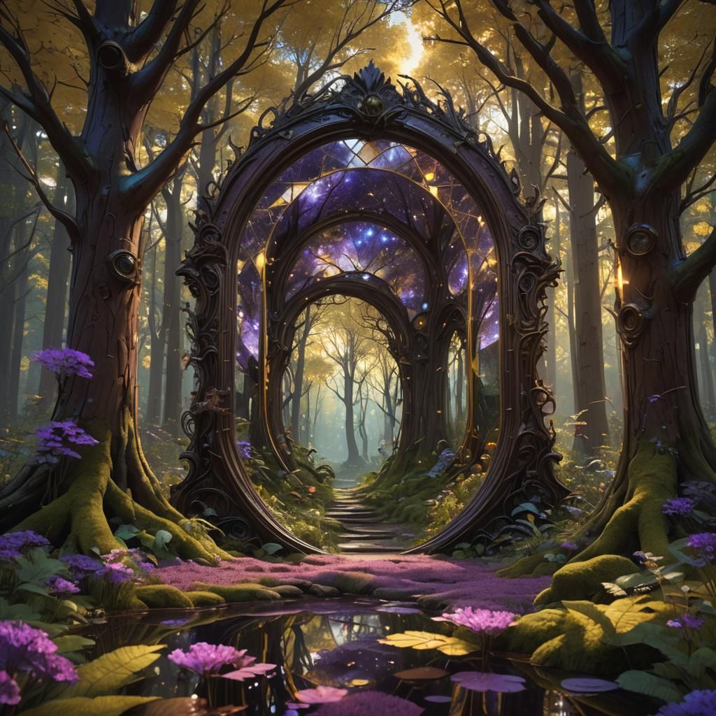 Multiverse Forest in Dark Fantasy Style