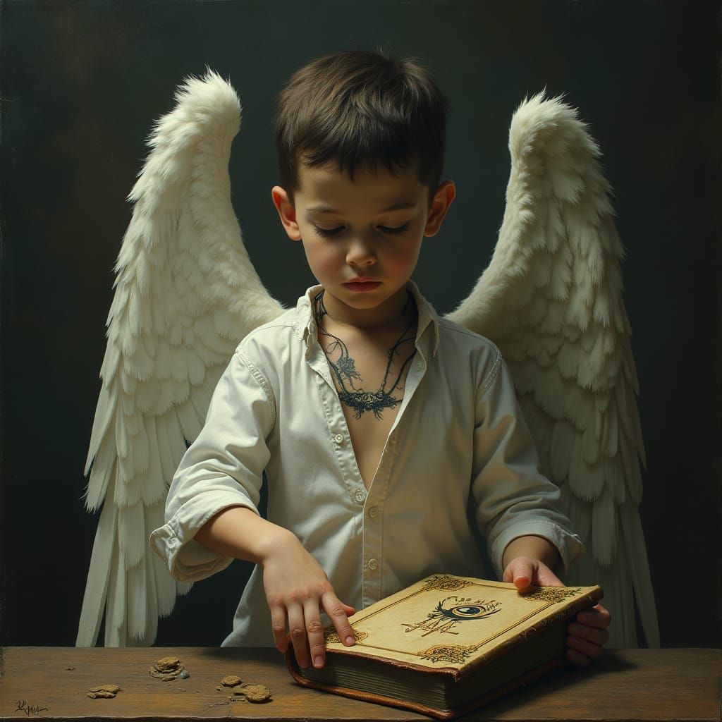 Biomechanical Angel Reaches for Forbidden Knowledge