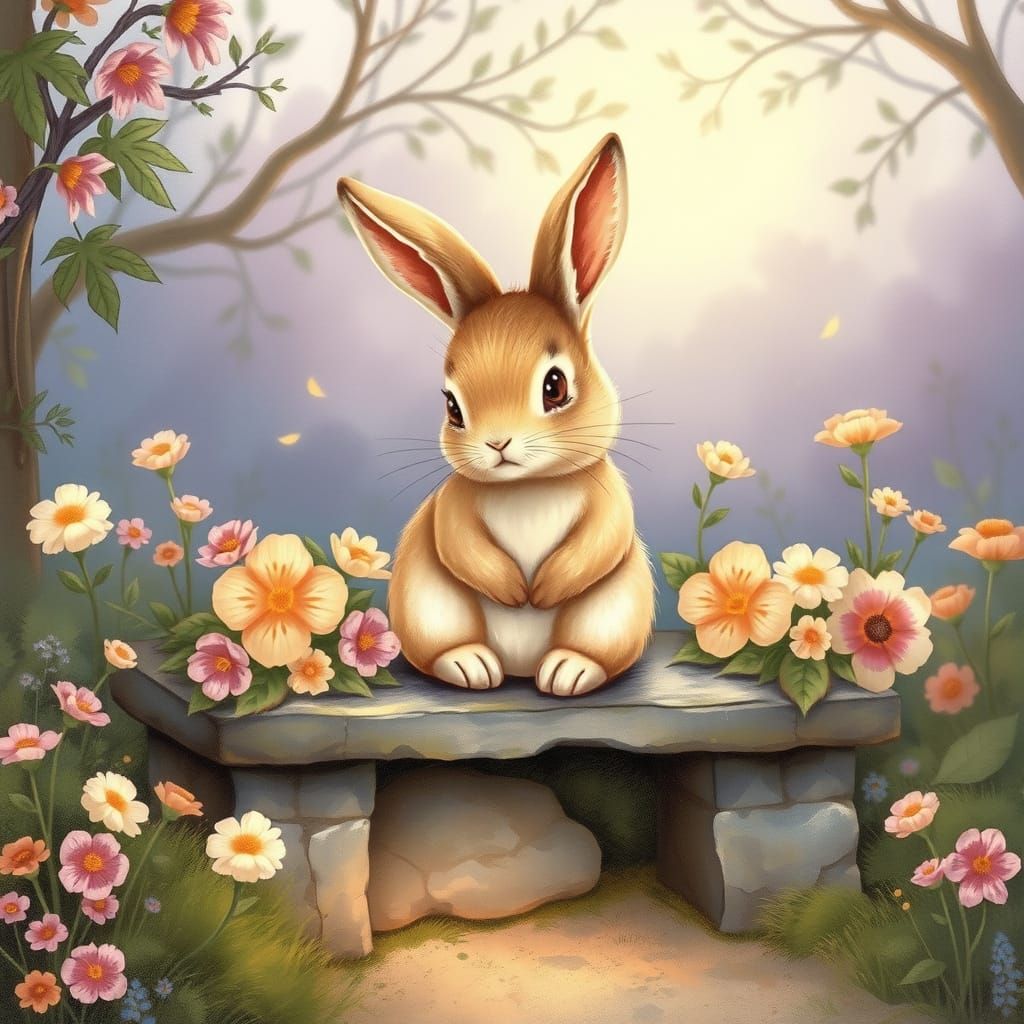 Whimsical Honey Bunny in Storybook Style
