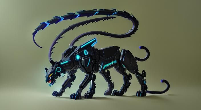 Cybernetic Displacer Beast Prowling Dark City Street