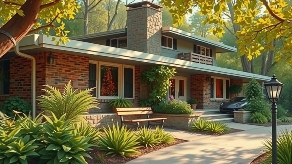 Quaint Mid-Century Home in Comic Book Style