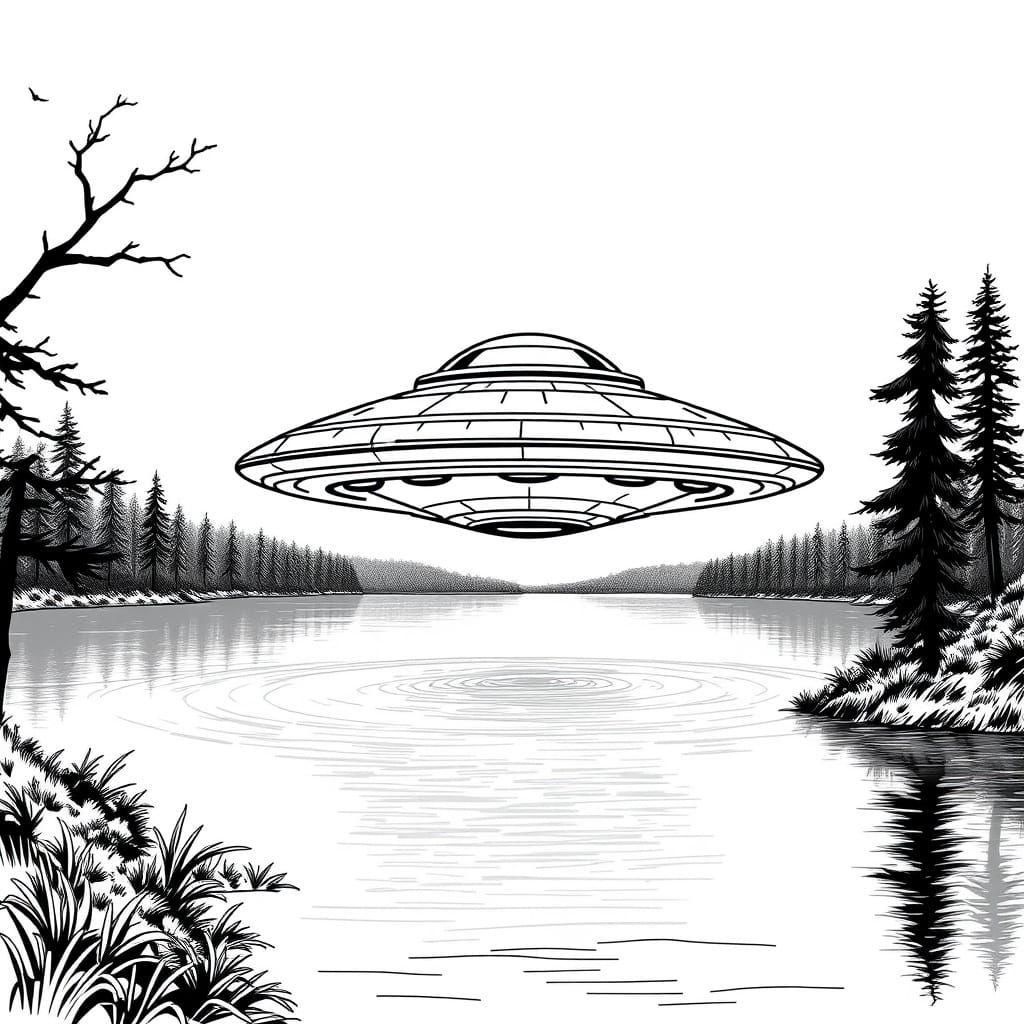 Flying Saucer in Monochromatic Futurism
