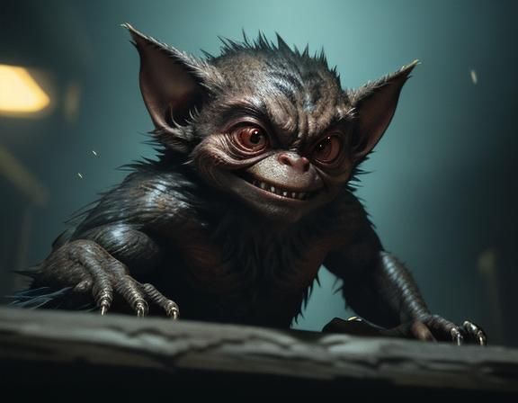 Mischievous Gremlin in Cinematic Film Still