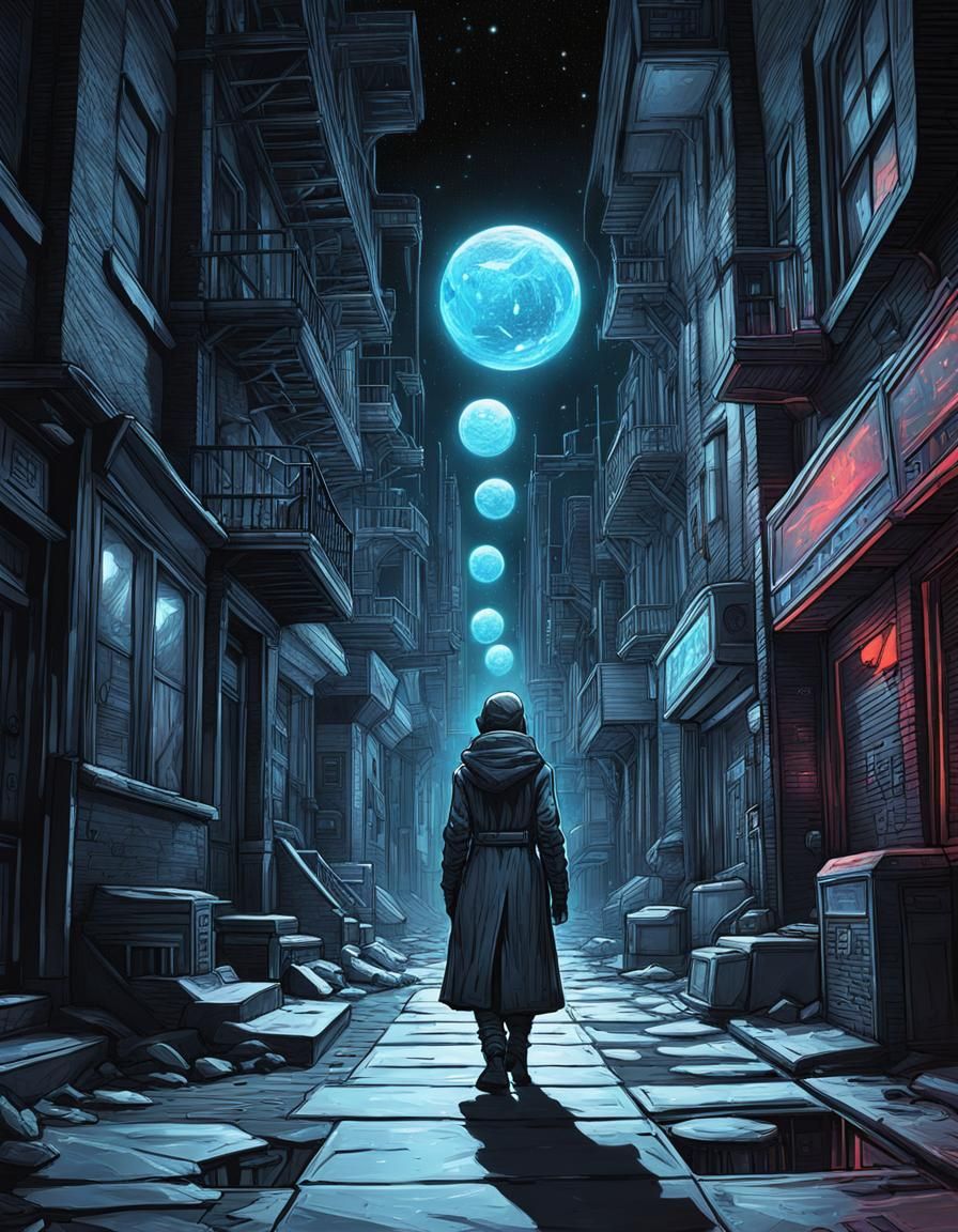 Ethereal Sci-Fi Portrait of Jane Jay in Film Noir Style