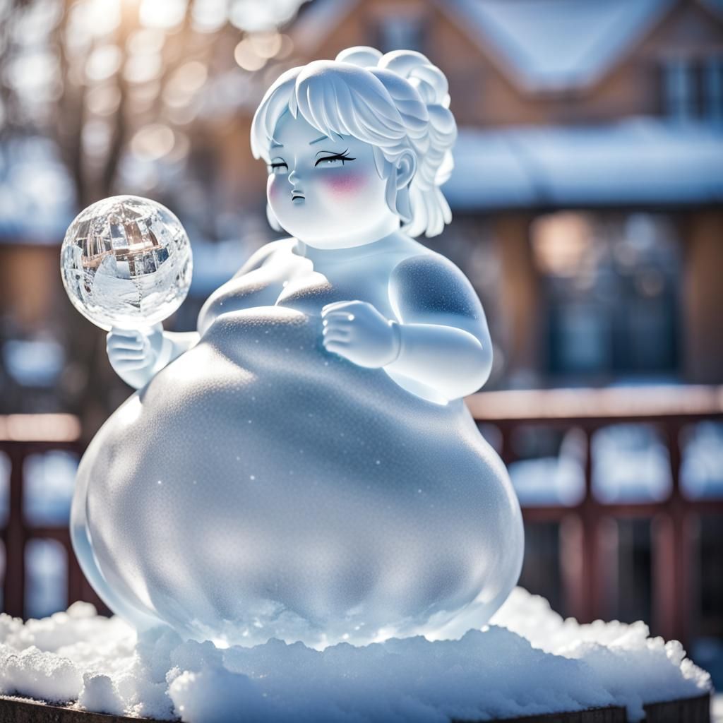 Icy Anime Girl Statue: Professional Photography
