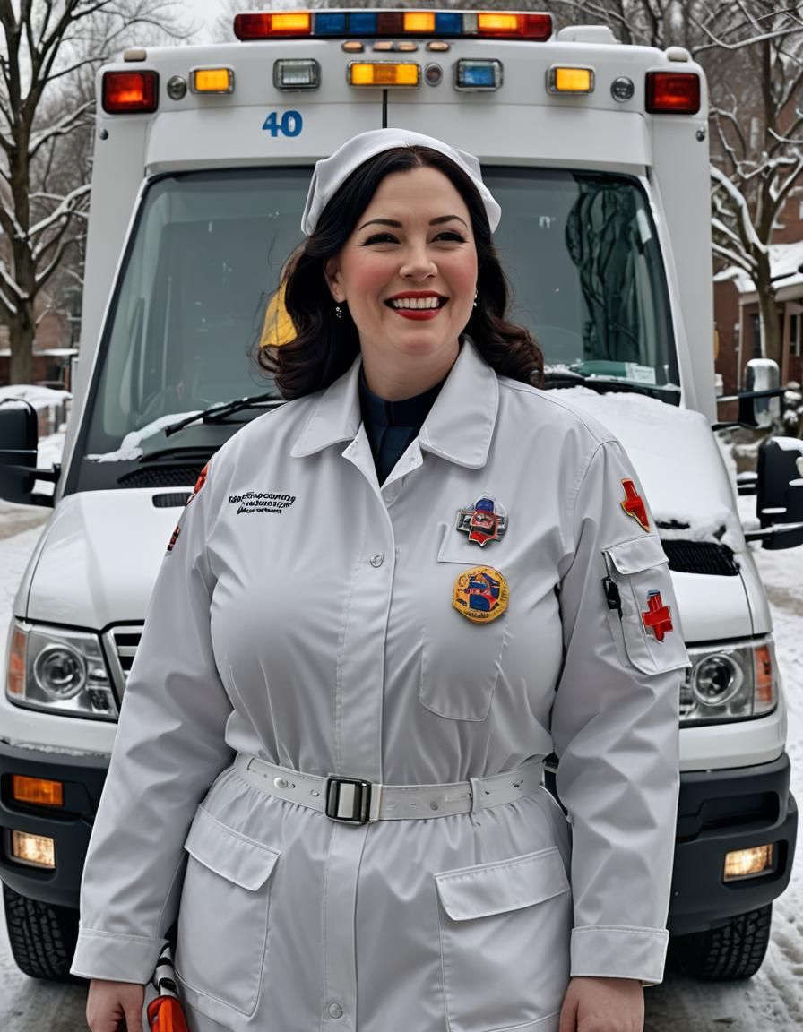 Realistic Portrait of Snow White as Paramedic