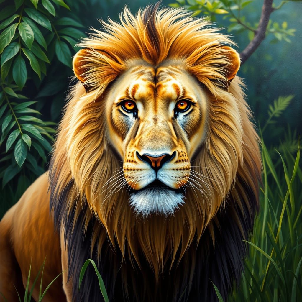 Regal Lion in Majestic Jungle Setting