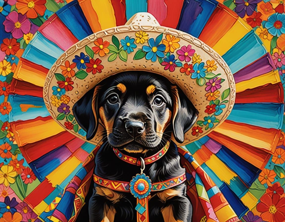 Puppy Fiesta: Vibrant Alcohol Ink Sketch