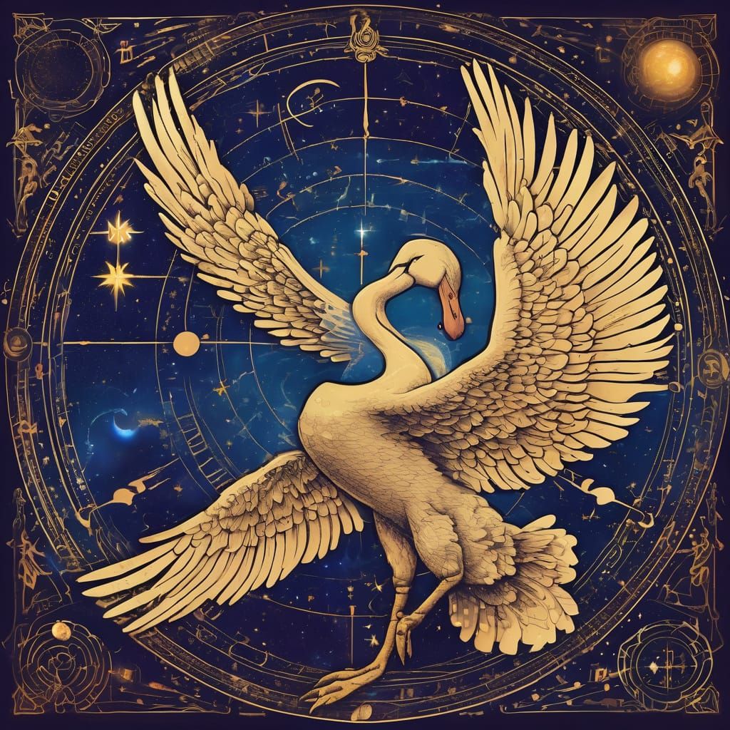 Clan Crest with Swan and Cygnus Constellation