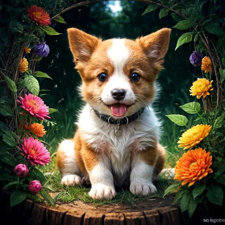 Cute Puppy Portrait with Tongue Out