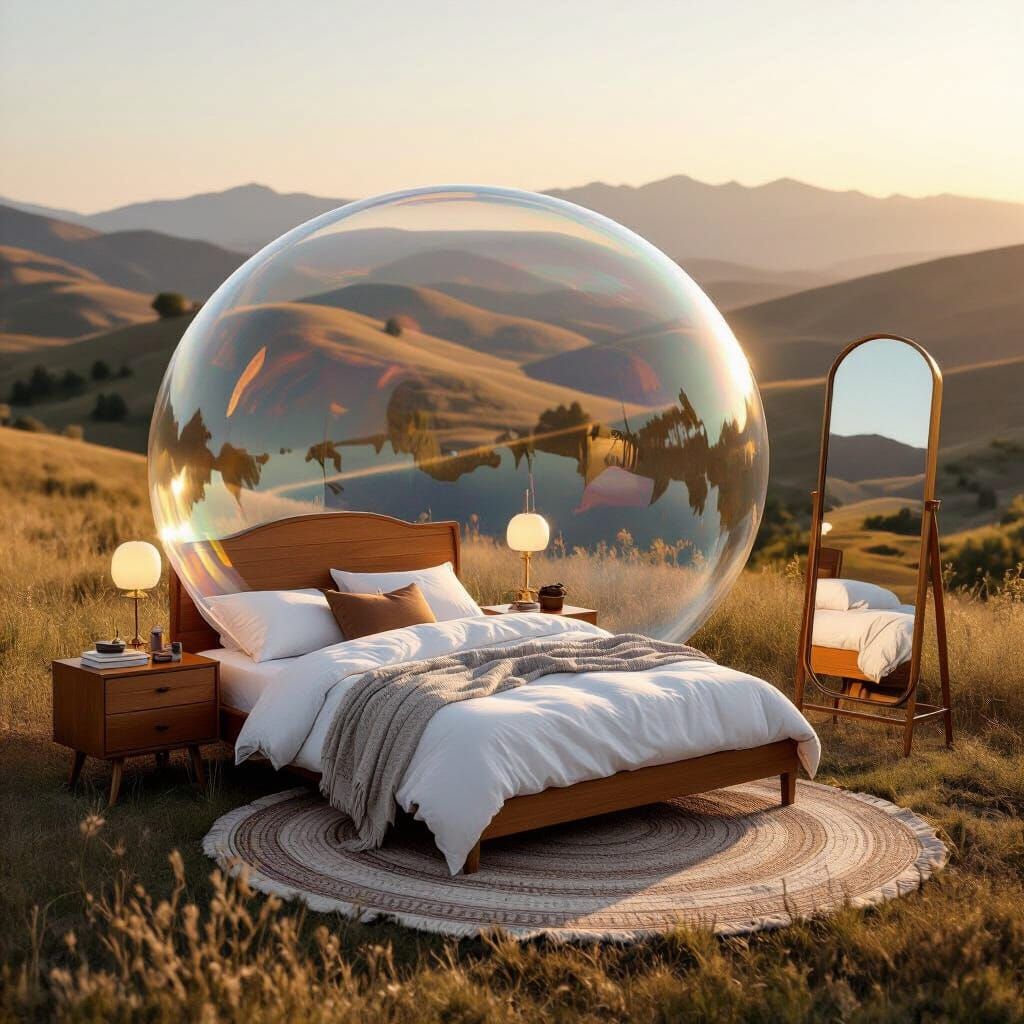Surreal Bubble Home in Rolling Hills, Photographic Style