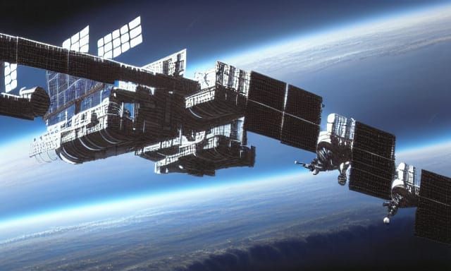 Robots Build Space Station with Earth View