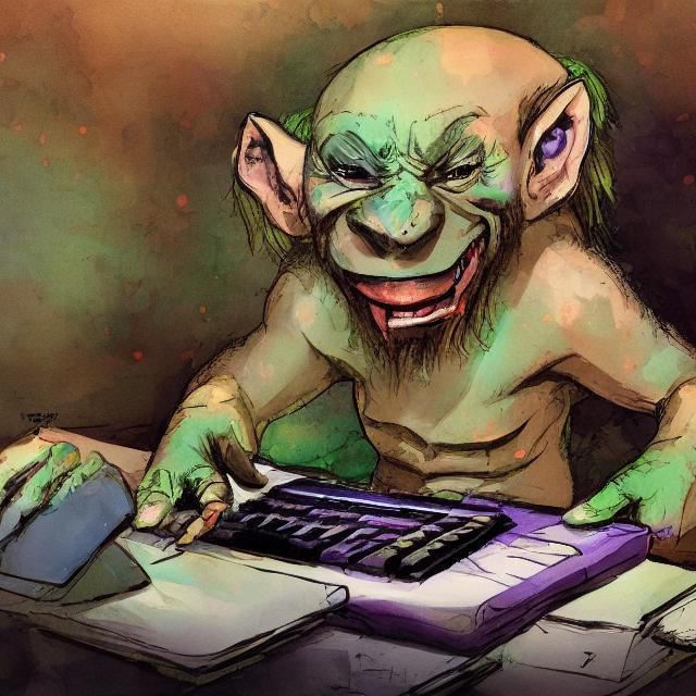 Ugly Troll with Computer: Deep Color Action Painting