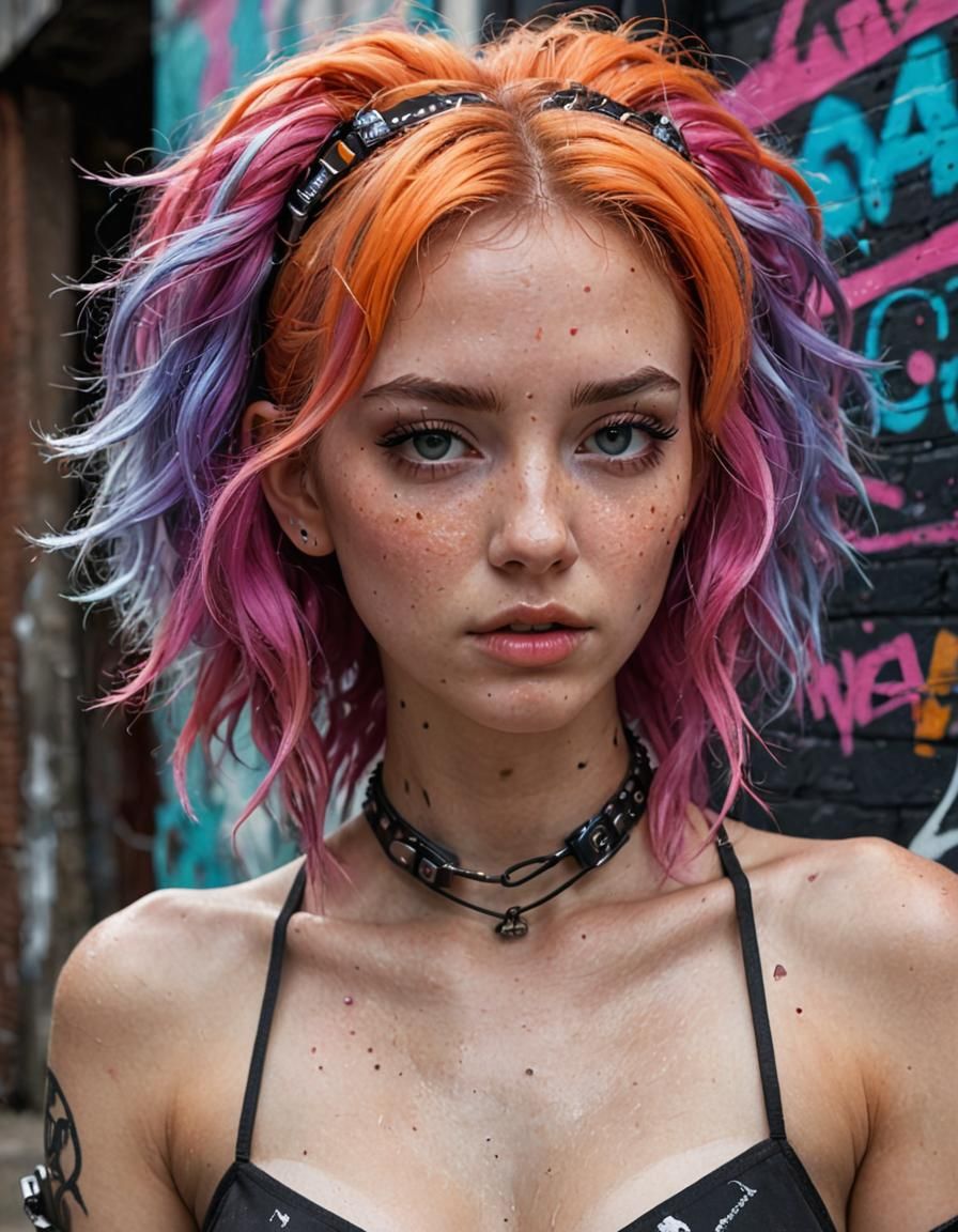 Cyberpunk Nymph in Urban Decay Digital Painting