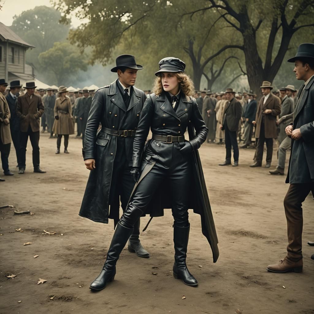 Mary Pickford in Leather Boots on Old Hollywood Set