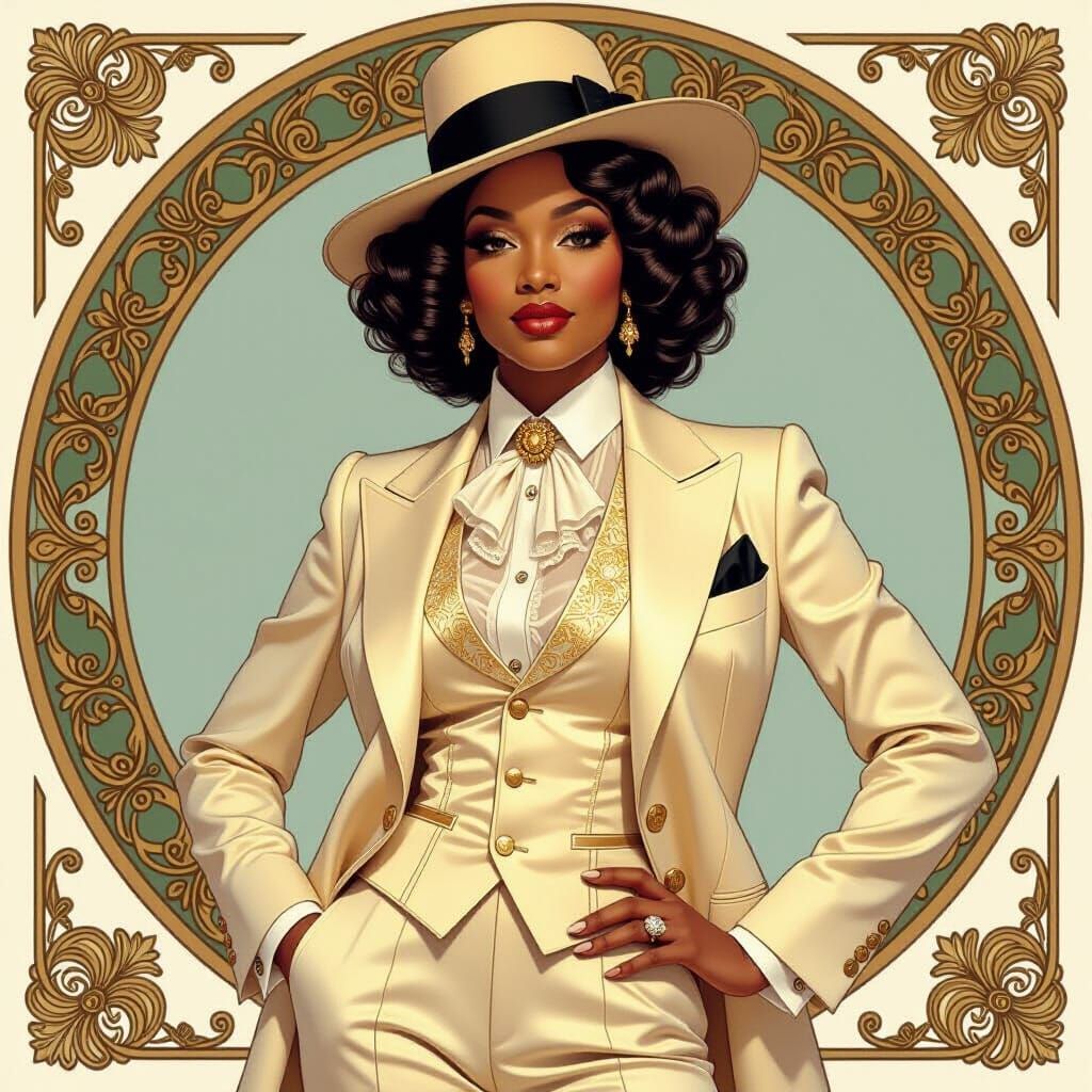 African American Woman in 1920s Dandy Elegance