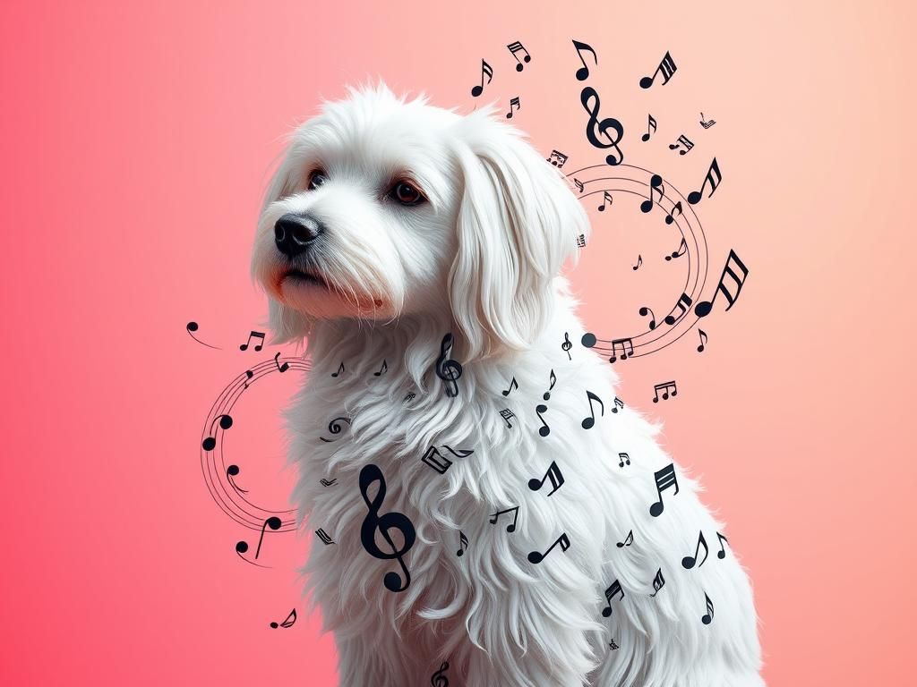Dog with Music Note Fur in 3D Digital Art