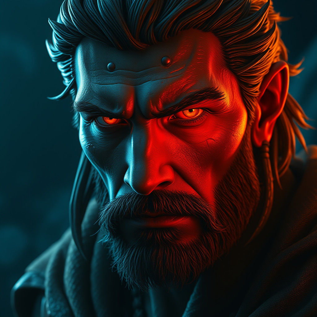 Theseus' Determined Face in Photorealistic Matte Painting