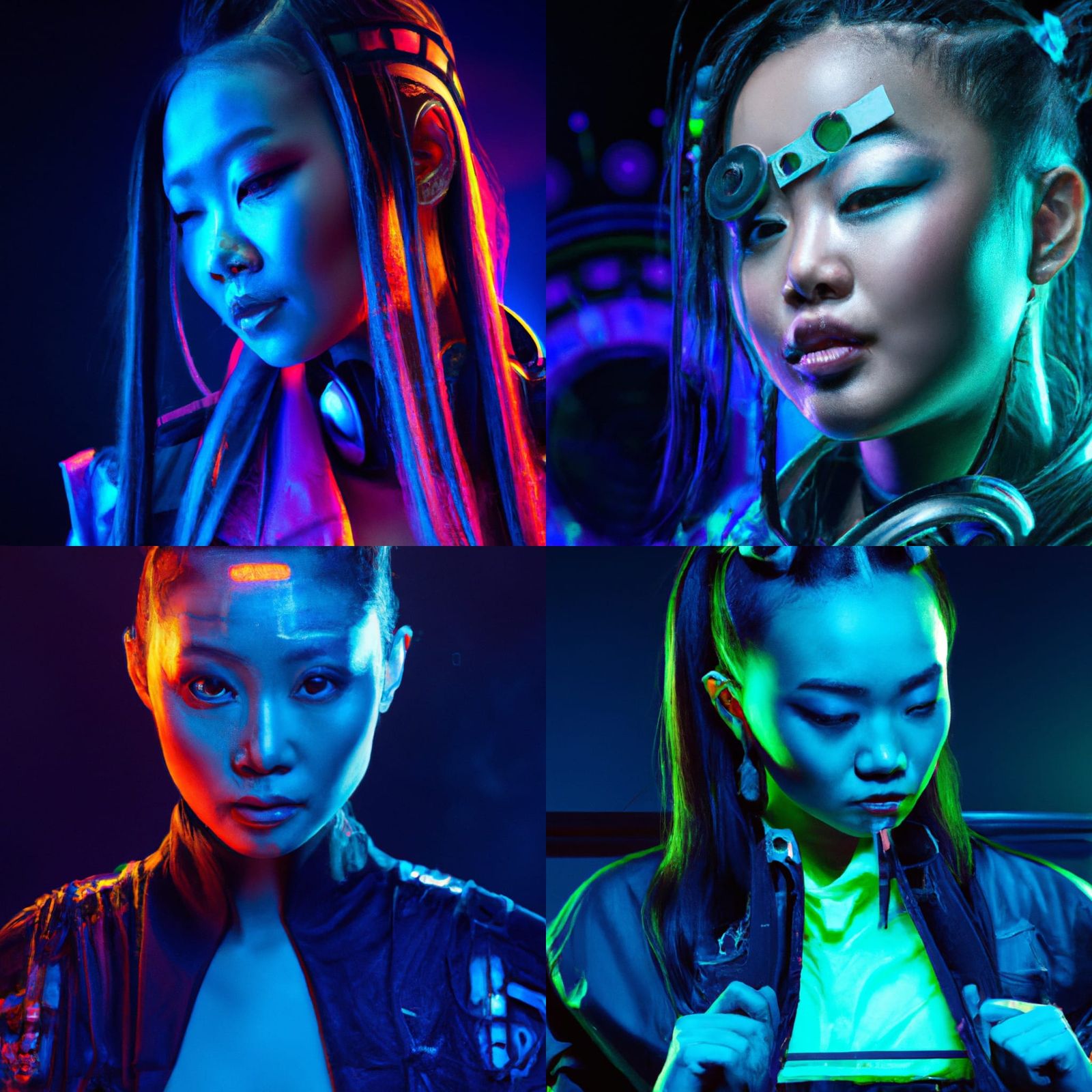 Asian Cyberpunk Girl Portrait with Volumetric Lighting