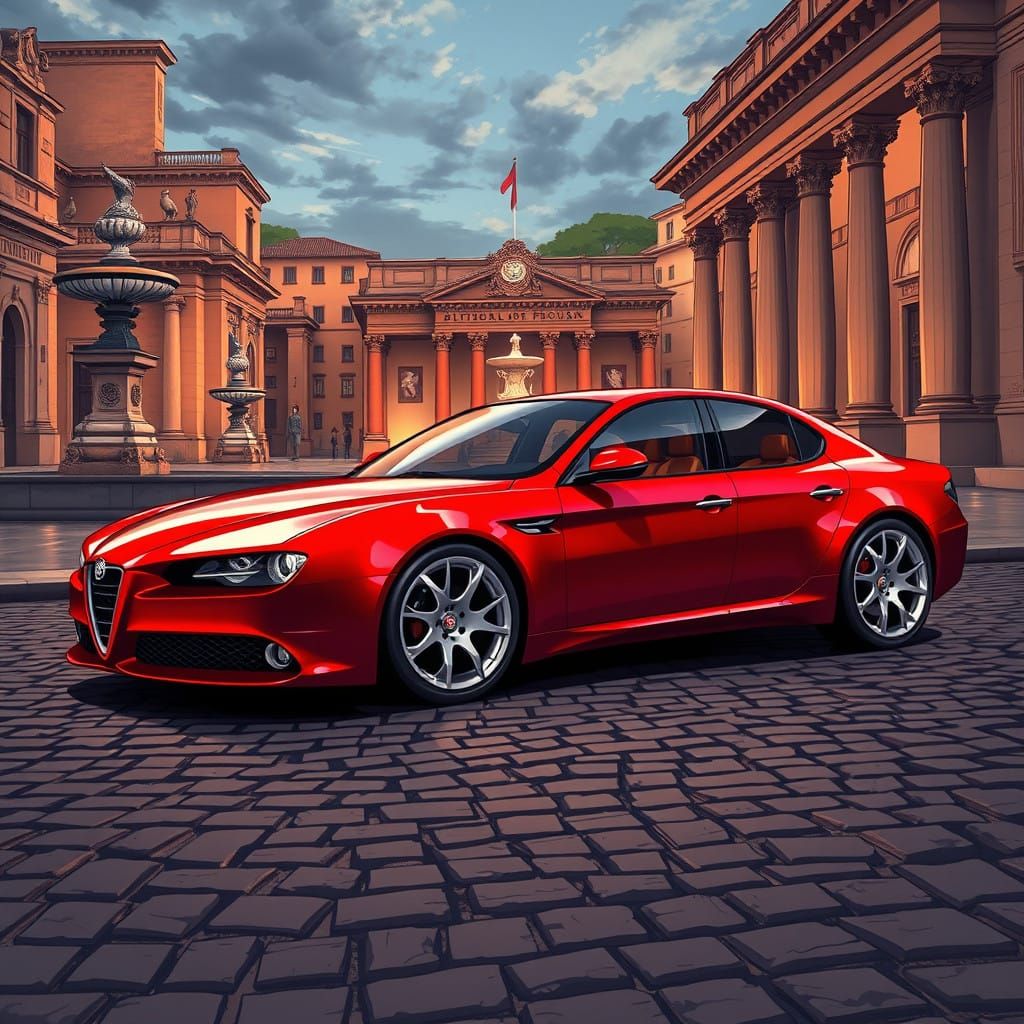 Neo-Retro Alfa Romeo 166 in Ancient Rome