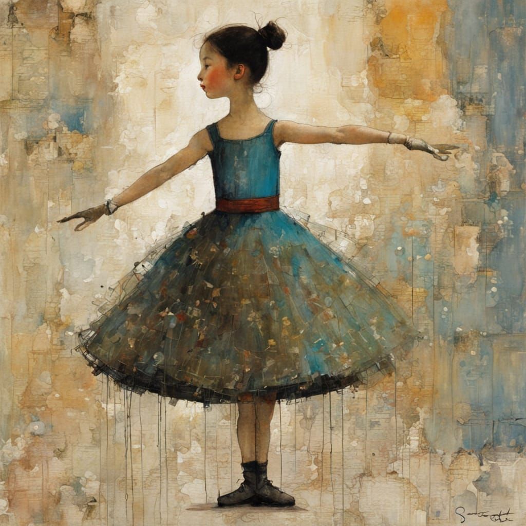 The Little Dancer in Whimsical Watercolor Style