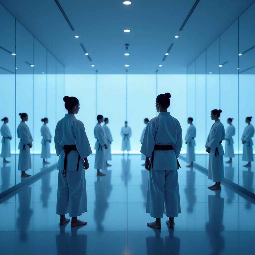Introspective Martial Arts Dojo in Dreamlike Digital Art