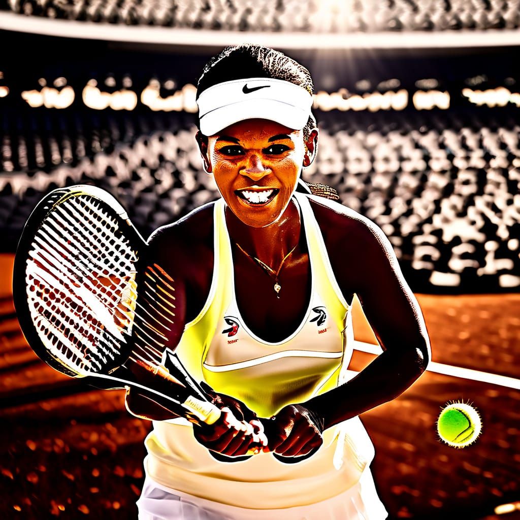 Tennis Player in Motion, Golden Hour