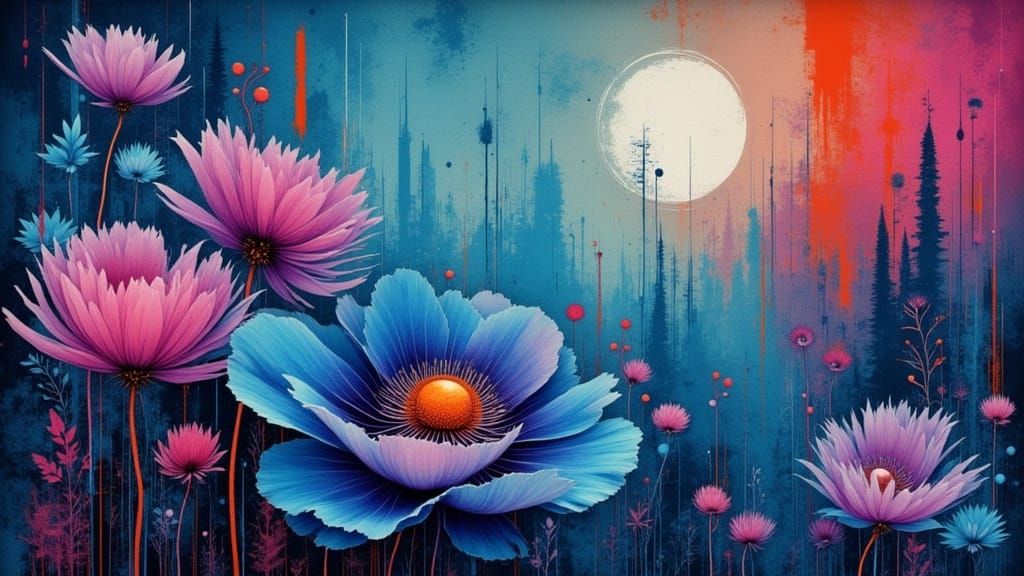 Anemone in moonlight