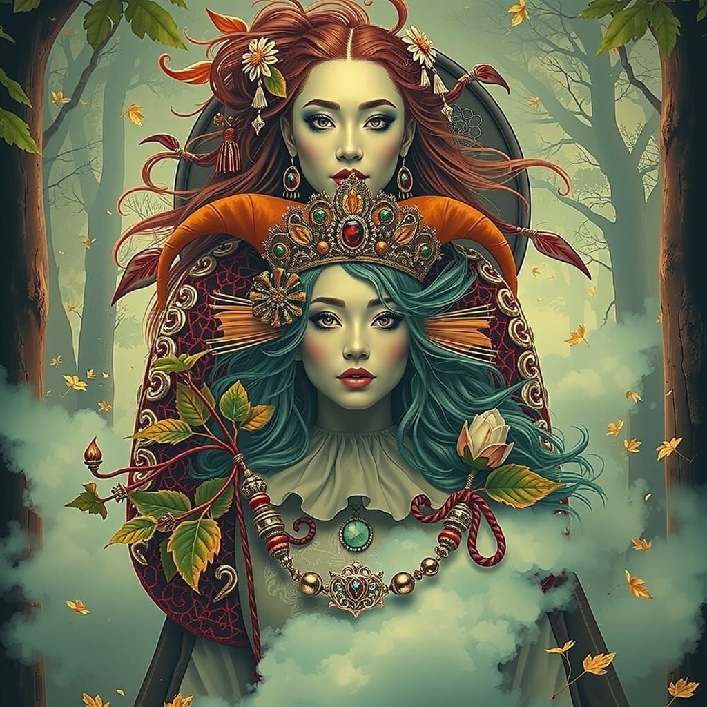 Mystical Foggy Forest with Diverse Elements