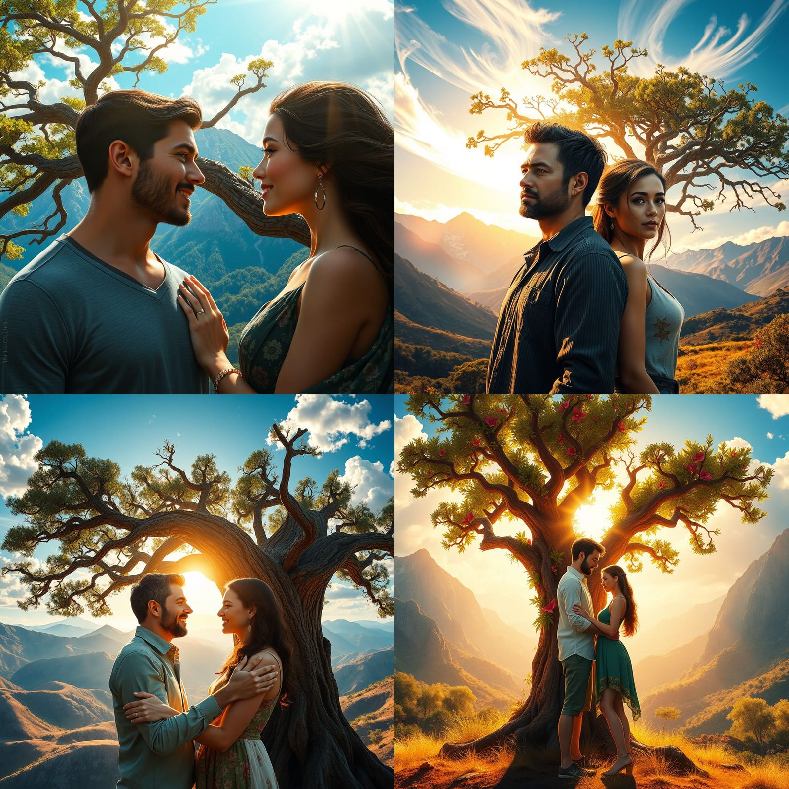 Adam and Eve at the Tree: Hyperrealistic Landscape