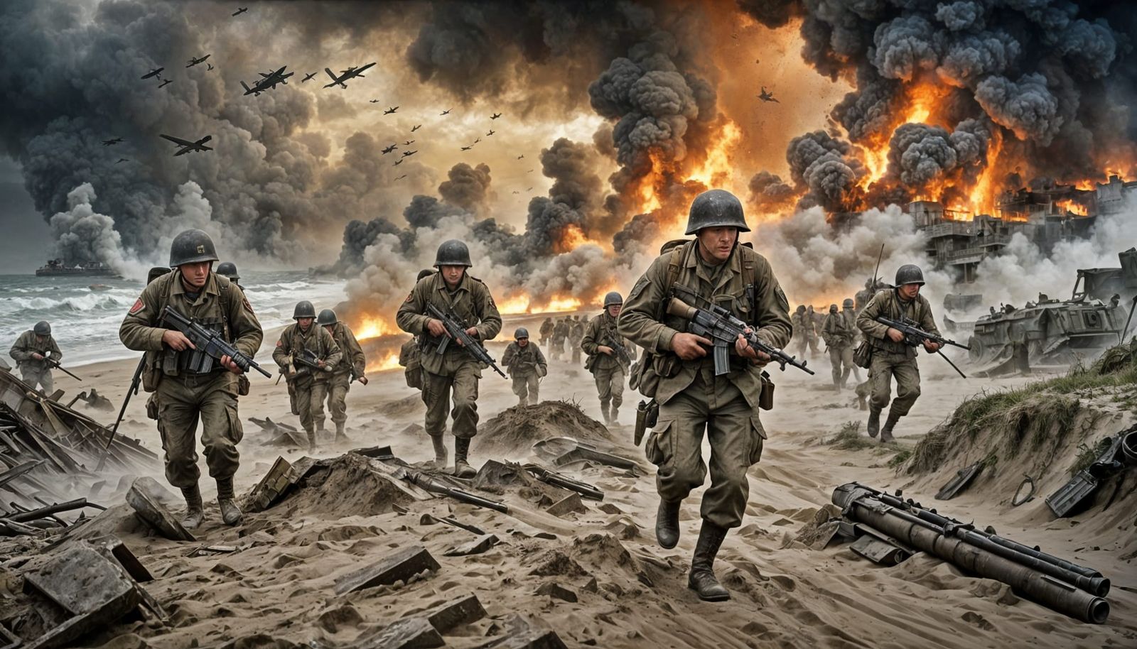 Normandy D-Day Landing in Military Art Style