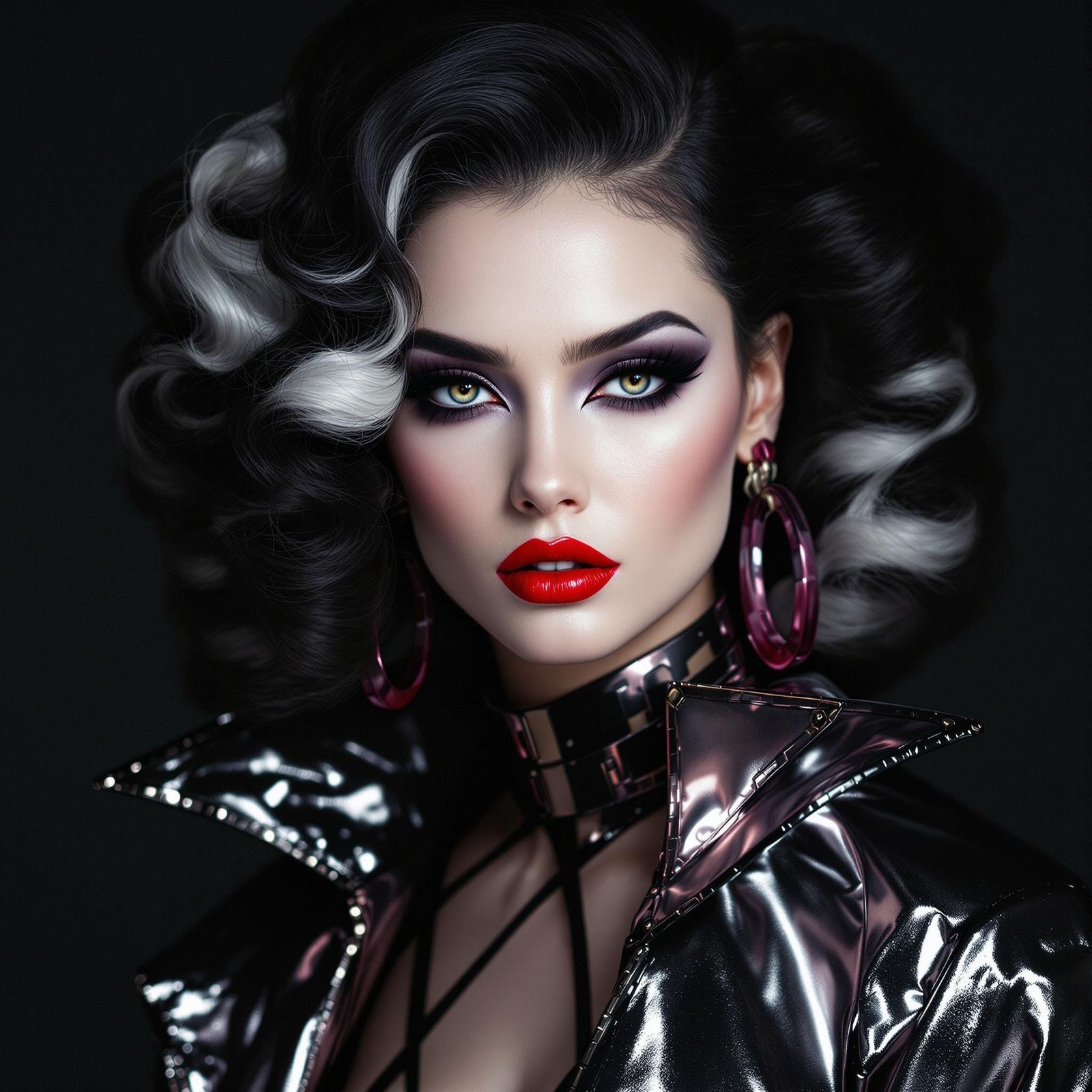 Ethereal 80s Enigma: Avant-Garde Fashion Portrait in Cyberpu...