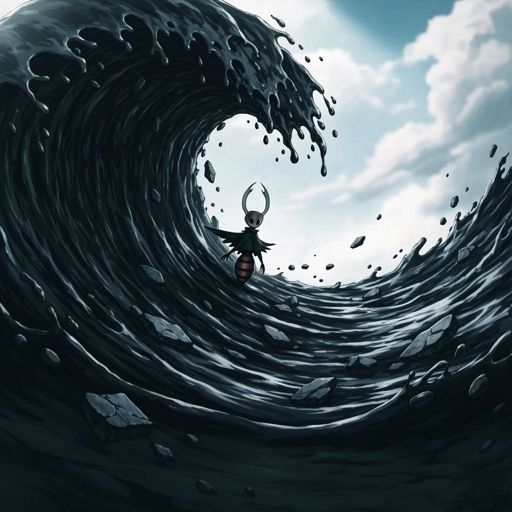 Hornet Emerges From Black Liquid Wave