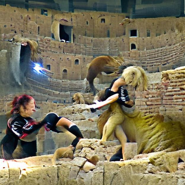 Female MMA Fighter vs Lion in Colosseum